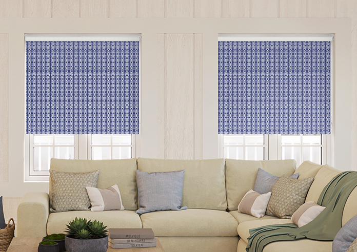 Geometric Stripe, Blue - Roller Blind - Image 3